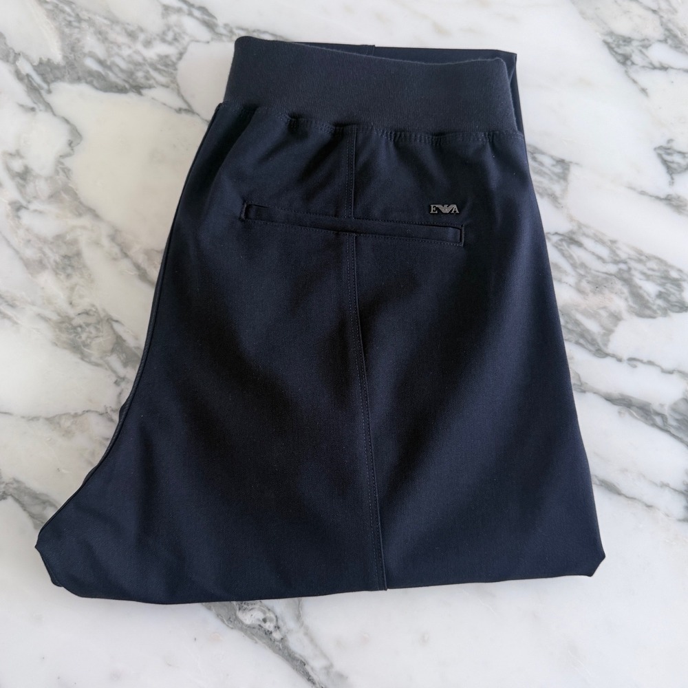 Emporio Armani EA7 Mens Joggers Navy Blue Elastic Waist Sweatpants Logo L
